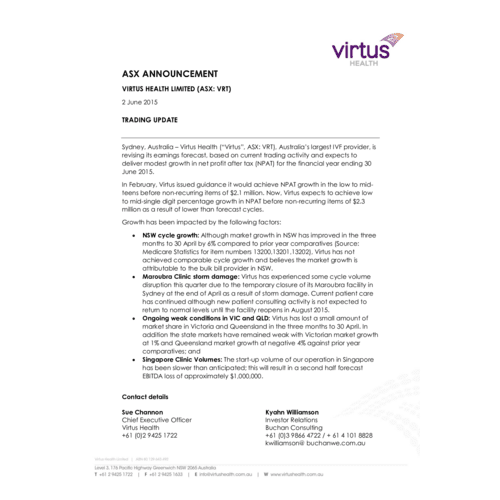 Trading Update - June 2015