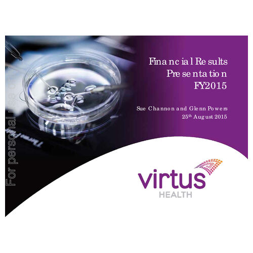 Virtus Health Financial Results Presentation FY2015