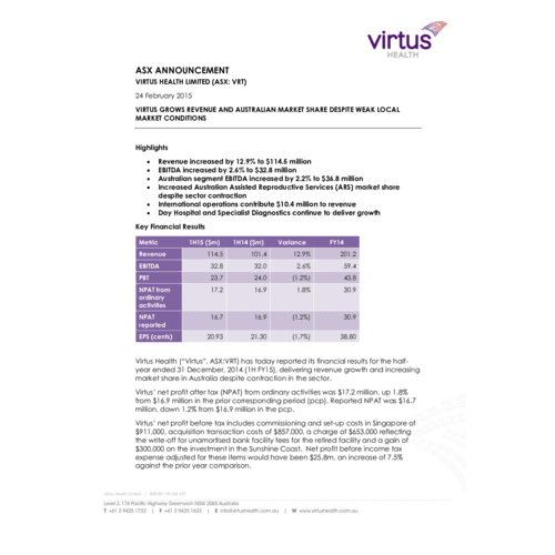 Virtus Grows Revenue And Australian Market Share Despite Weak Local Market Conditions