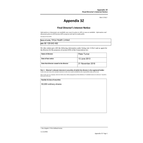 Appendix 3Z Final Director’s Interest Notice