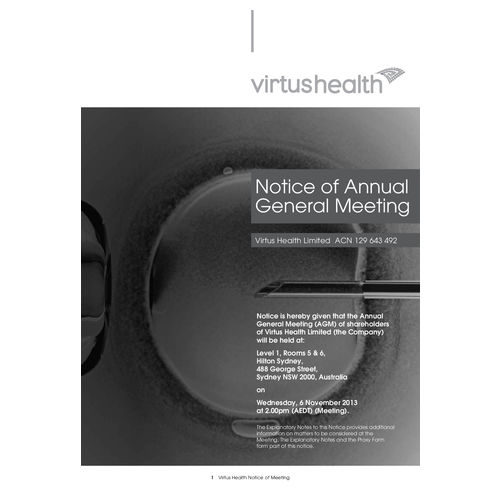 Virtus Health Notice of Meeting & Proxy Form FY2013