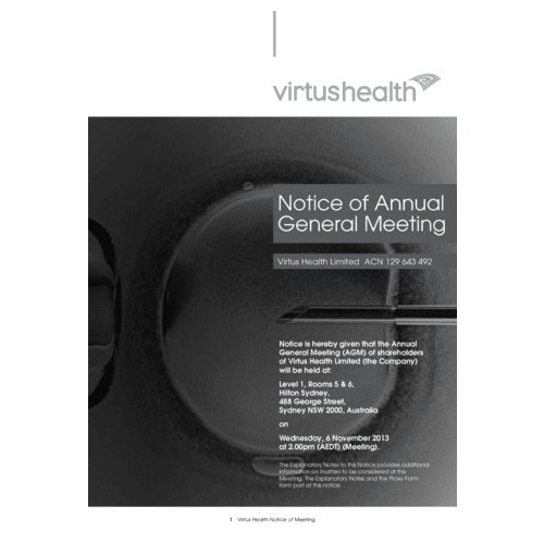 Virtus Health Notice of Meeting & Proxy Form FY2013