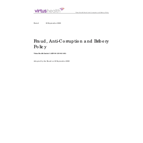 VRT Fraud Anti-Corruption and Bribery Policy 2020