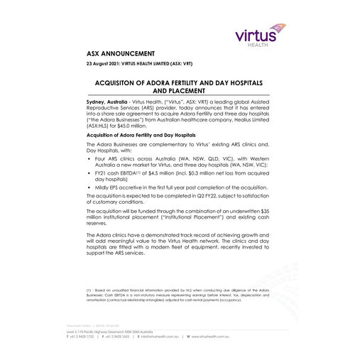 VRT - ASX - Adora and Placement Announcement.pdf