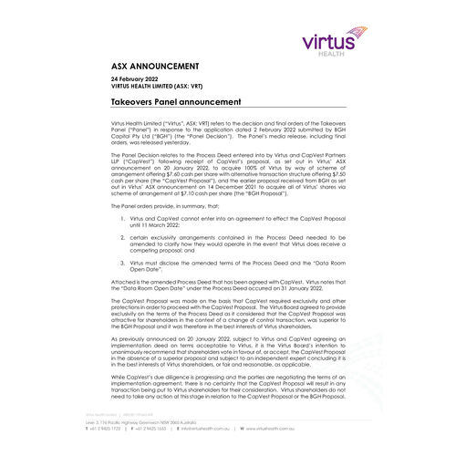 068-VRT-ASX-Announcement - Panel Decision 24 Feb 2022.pdf