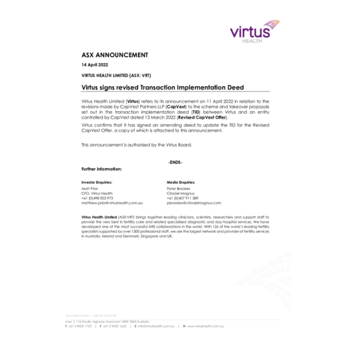 077-VRT-ASX Announcement - CapVest revised TID 14 April 2022.pdf