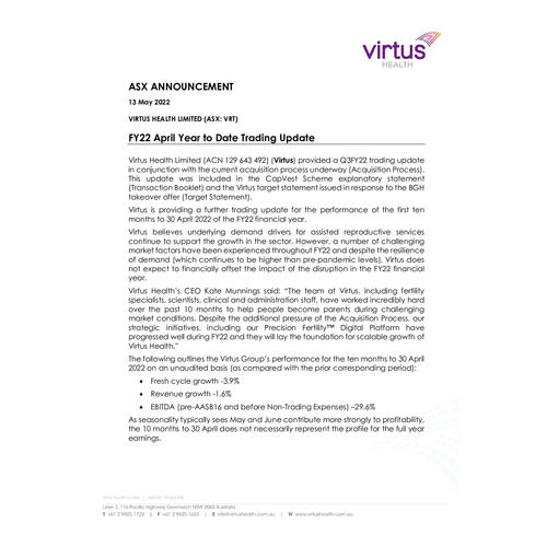 085-VRT-ASX Announcement - Trading Update 13 May 2022.pdf